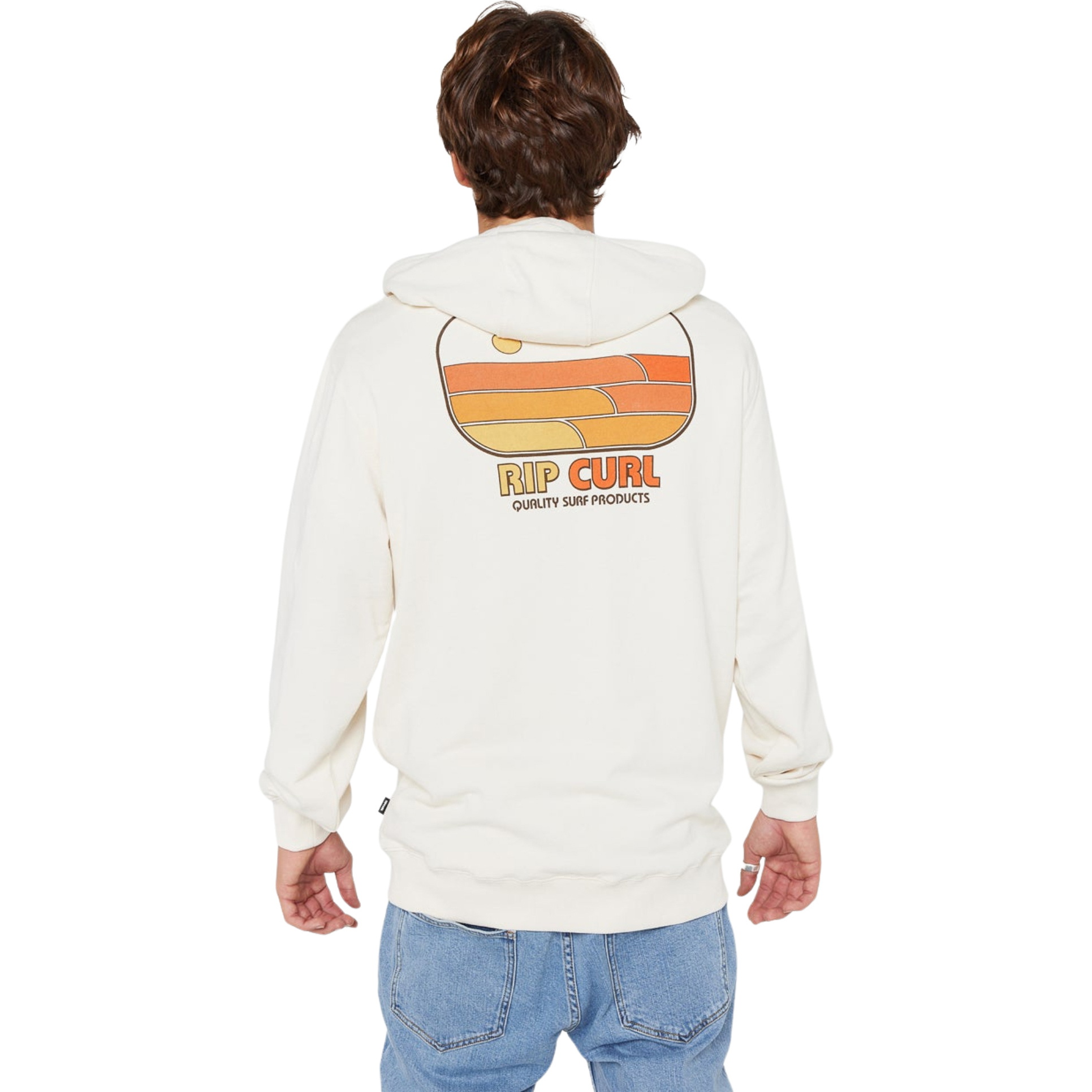 Rip Curl Mens Surf Revival Line Up Hood Fleece 090MFL - Bone